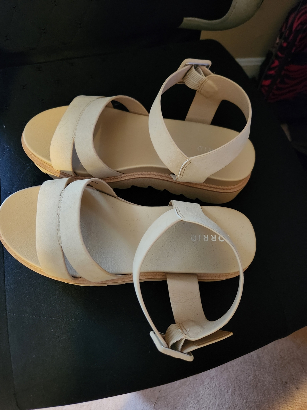 Neutral Ankle-Strap Platform Sandals - Beige